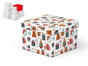 Krabice dárková vánoční C-V008-F 18x18x13cm