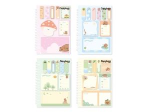 Bloček samolepicí capybara se spirálou set 105x145mm 30l+ 50x50mm+35x50mm+87x46mm 20l