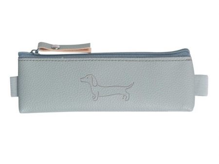 Penál etue mini s gumou na diář  Sausage Dog light gray 20x4cm