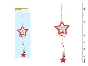 Hvězda závěs červená 44x12cm