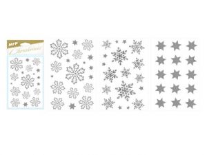 Samolepka vánoční vločky 80x120mm stříbrná