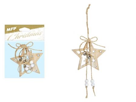 Hvězda dřevo závěs 8cm