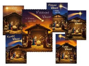 Pohlednice vánoční 182 E výsek+UV+glitr