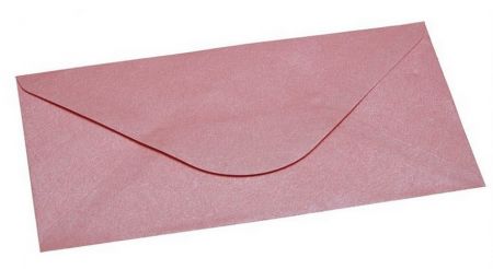 Obálka DL 11,2x21,9 cm metalická s ražbou, růžová