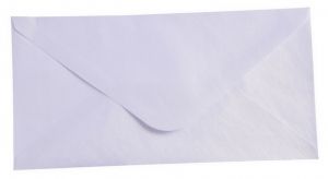 Obálka DL 11,2x21,9 cm metalická s ražbou bílá