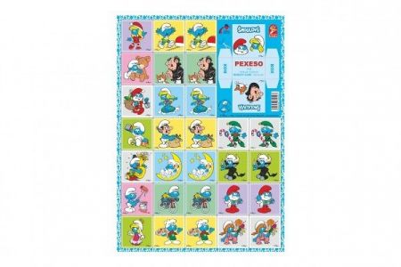 Pexeso Šmoulové papírové společenská hra 32 obrázkových dvojic 21,5x30cm