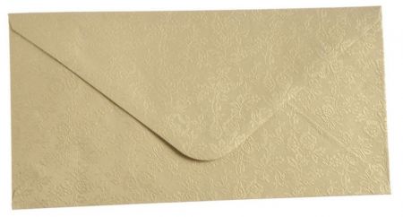 Obálka DL 11,2x21,9 cm metalická s ražbou krémová