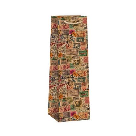 ARGUS Dárková papírová taška NATUR na víno (11 x 36 cm) 07340148