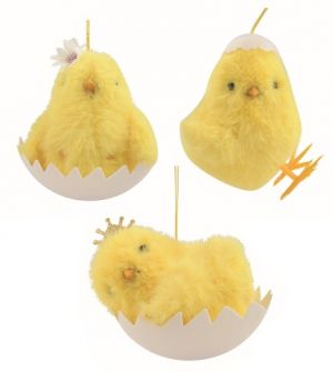 Kuře ve skořápce žluté 10 x 9 x 9 cm na zavěšení