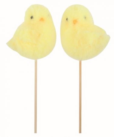 Kuřátko žluté 5,5 x 6 x 4,5 cm + špejle