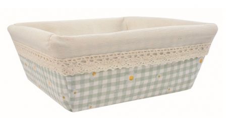 Košík látkový tyrkysově modrý s květinami 16 x 6 x 16 cm