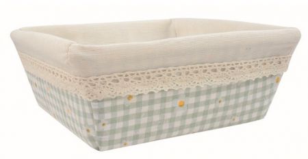 Košík látkový tyrkysově modrý s květinami 19 x 7 x 19 cm