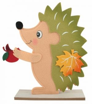 Ježek s jablkem filcový zelený 22 x 30,5 x 5 cm na postavení