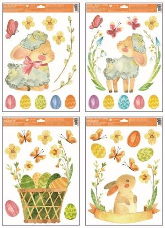 Okenní fólie s glitry Velikonoční 30 x 42 cm