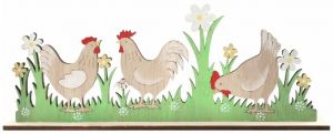Dekorace Slepice na louce dřevěná 29,5 x 11 x 3 cm na postavení