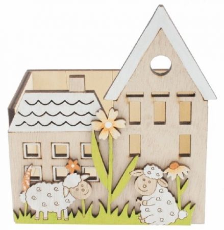 Dekorační ohrádka Ovce dřevěná 11 x 13 x 7,5 cm