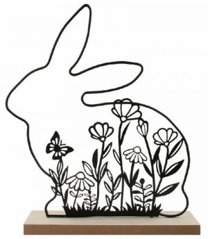 Zajíc z kovu 23 x 26 x 5 cm na postavení