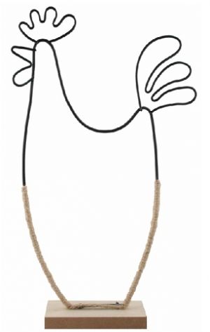 Dekorace Kohout z kovu 18 x 31,5 x 5 cm na postavení