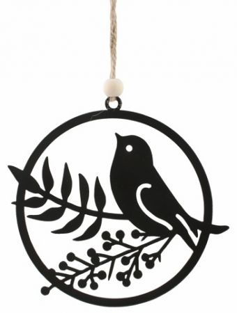 Pták v kruhu z kovu 11,5 x 11,5 x 0,3 cm na zavěšení