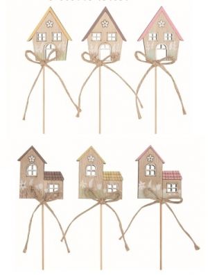 Domek dřevěný 5 x 6 x 0,5 cm + špejle