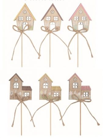 Domek dřevěný 5 x 6 x 0,5 cm + špejle
