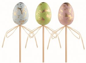 Velikonoční vejce plastové Se zlatým efektem 6 cm + špejle