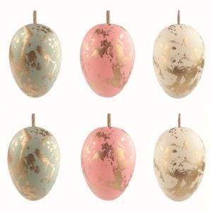 Velikonoční vejce plastová Se zlatým efektem 4 cm na zavěšení, 6 ks v sáčku