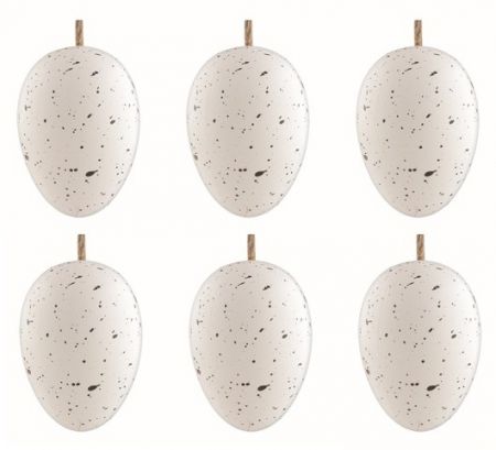 Velikonoční vejce plastová Kropenatá světlá 6 cm na zavěšení, 6 ks v sáčku