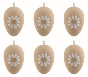 Vajíčka dřevěná 4 cm na zavěšení, 6 ks v sáčku