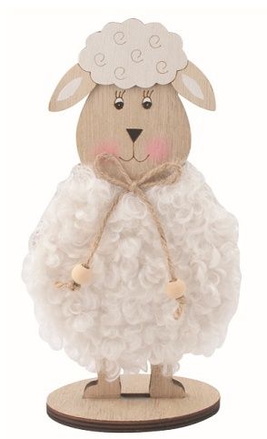 Ovce dřevěná bílá 11 x 20 x 6 cm na postavení