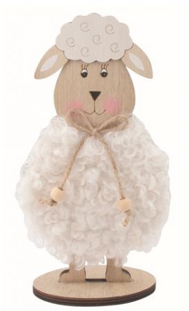 Ovce dřevěná bílá 11 x 20 x 6 cm na postavení