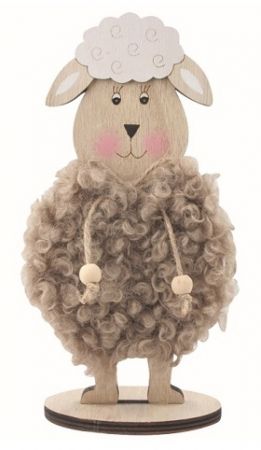 Ovce dřevěná hnědá 11 x 20 x 6 cm na postavení