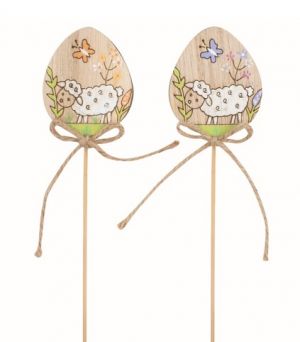 Vajíčko s ovcí dřevěné 4,5 x 5,5 x 0,5 cm + špejle