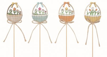Košík květin dřevěný 4,5 x 5,5 x 0,5 cm + špejle 