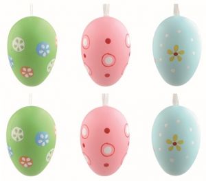 Sada velikonočních plastových vajec malovaná Barevná 6 cm na zavěšení, 6 ks v sáčku