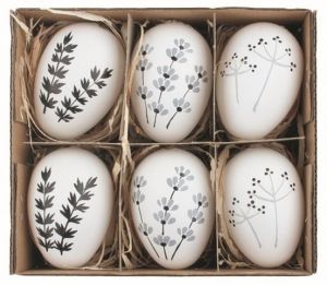 Sada velikonočních plastových vajec malované Kvítí 6 cm na zavěšení, 6 ks v krabičce