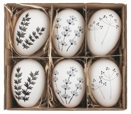 Sada velikonočních plastových vajec malované Kvítí 6 cm na zavěšení, 6 ks v krabičce