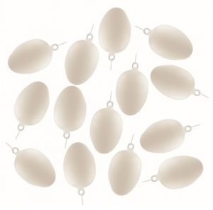 Sada velikonočních plastových vajec Bílá 6 cm na zavěšení, 12 ks v sáčku