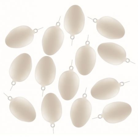 Sada velikonočních plastových vajec Bílá 6 cm na zavěšení, 12 ks v sáčku