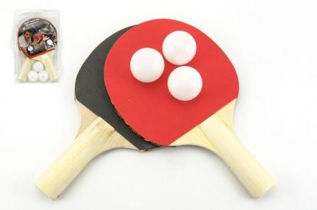 Sada stolní tenis 2 pálky + 3 míčky na kartě 18x29cm