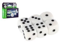 Hrací kostky 13x13mm společenská hra 6ks v krabičce 9x5x2cm