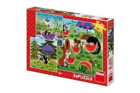 Puzzle Krtek a paraplíčko 18x18cm 3x55 dílků v krabici 27x19x3,5cm
