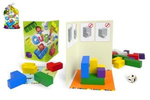 Qubolo společenská hra s dřevěnými kostkami v látkovém pytlíčku STRAGOO