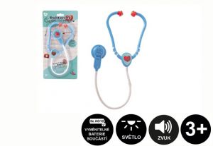 Doktor/lékař stetoskop plast 53cm na baterie se světlem se zvukem na kartě 17x34x3cm