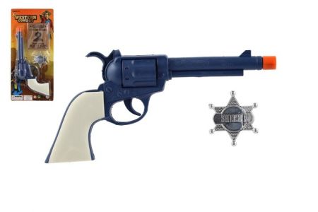 Pistole revolver klapací plast 23x12cm s šerifským odznakem na kartě