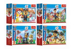 Minipuzzle 54 dílků Paw Patrol/Tlapková Patrola 4 druhy v krabičce 9x6x3cm 40ks v boxu