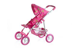 Kočárek pro panenky sportovní se stříškou kov/plast 58x36x62,5cm v krabici