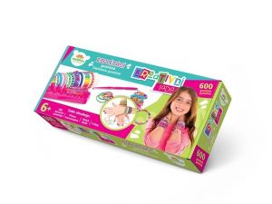 Udělej si svůj náramek - gumičky 600ks + náčiní + pletací stav na náramky v krabičce 27x13