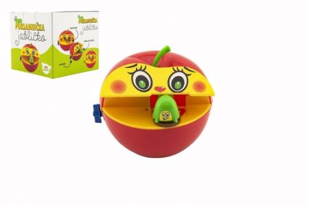 Pokladnička červené jablko s červíkem na klíček plast 11x10cm v krabičce 11x11x10cm