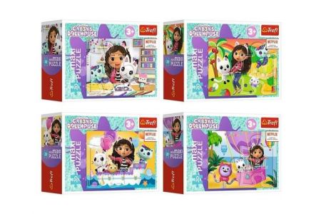 Minipuzzle miniMaxi 20 dílků Gabbyin pestrý den/Gabby&sbquo;s Dollhouse 4 druhy v krab. 11x8cm